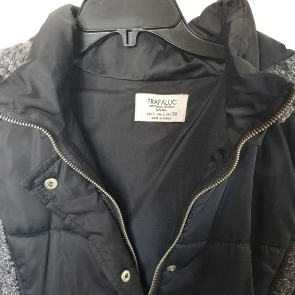 ZARA TRAFALUC Navy Hooded Zipper Pockets Vest - Picture 2 of 8
